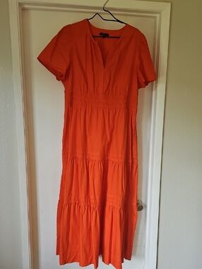 Quince Vermilion Red Cotton Maxi Dress